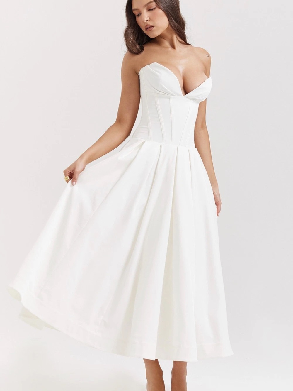 House of CB HT White Corset Midi Dress